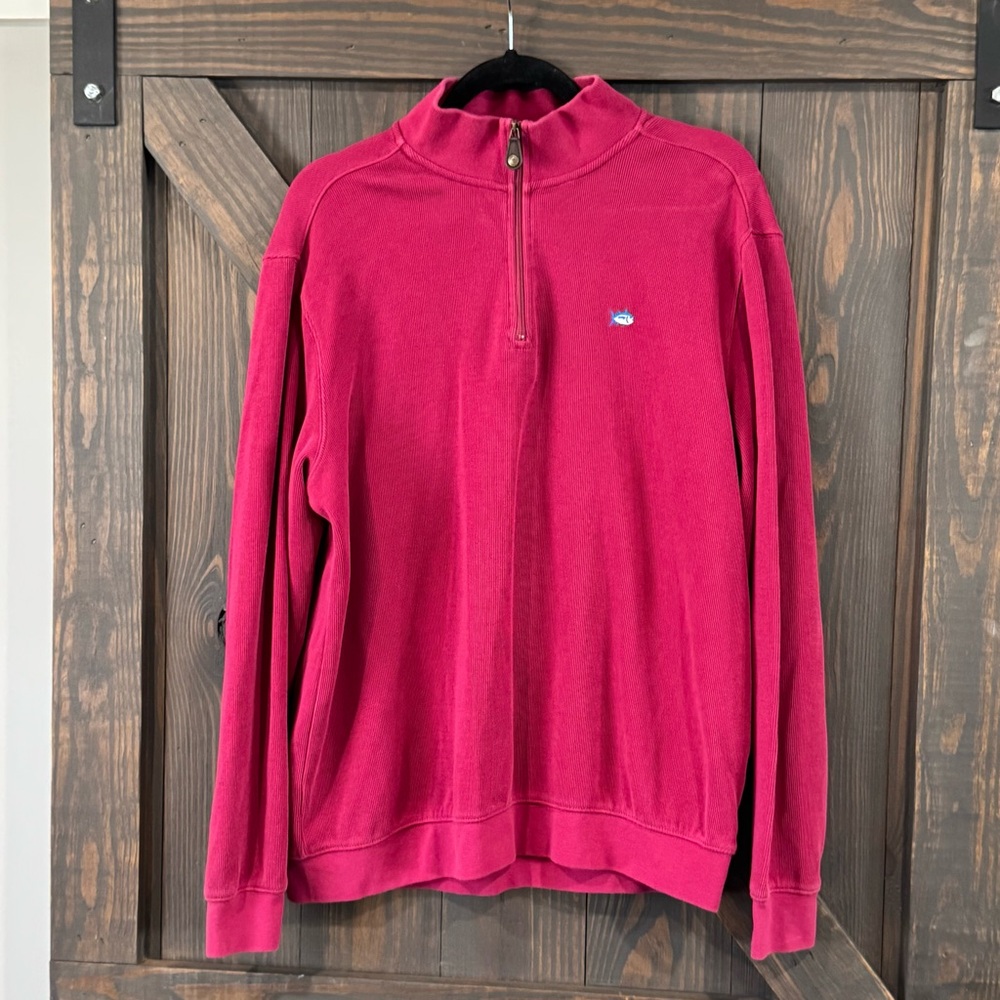 Southern Tide Men’s Sweater Red‎ 1/4 Zip Pullover
Cotton Stretch Size Large
